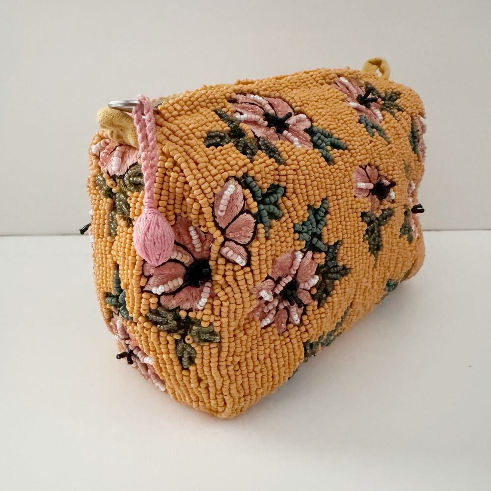 ANTHROPOLOGIE Fayla Yellow Beaded Pouch
